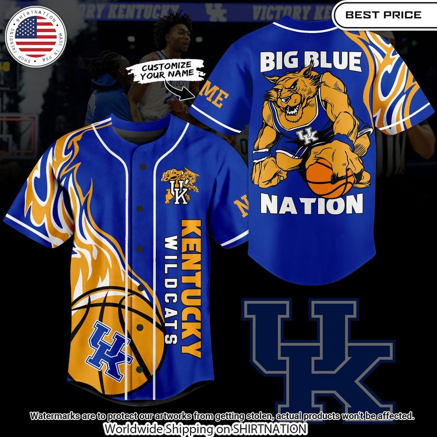 Kentucky Wildcats Big Blue Nation Custom Baseball Jersey Cutting dash