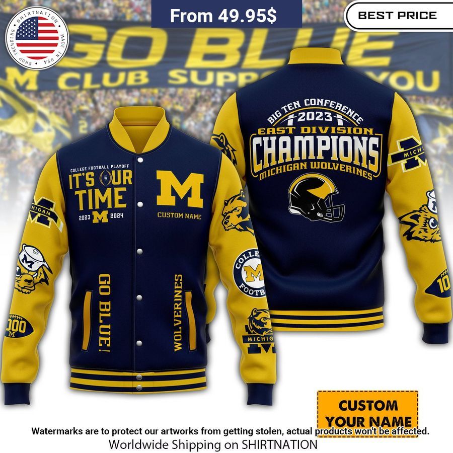 Michigan Wolverines It's Our Time Baseball Jacket Selfie expert