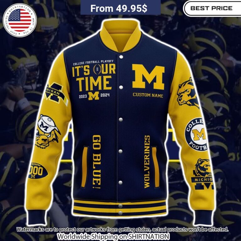 Michigan Wolverines It's Our Time Baseball Jacket I like your hairstyle