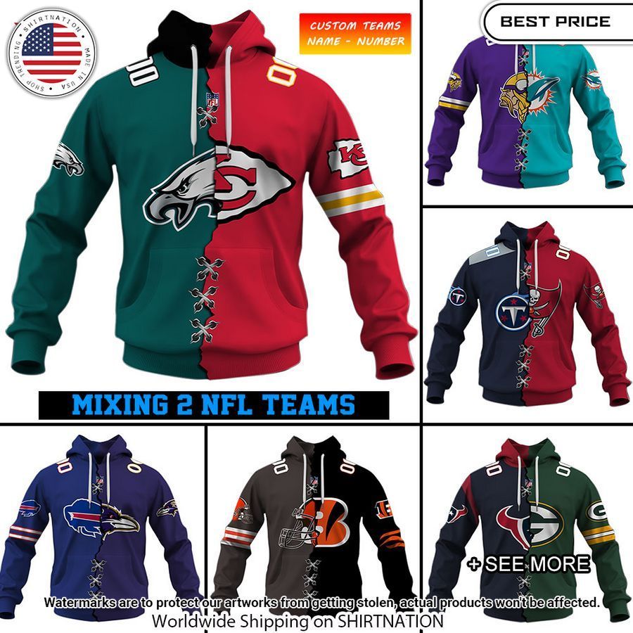 Mix 2 NFL Teams Customized Hoodie I am in love with your dress