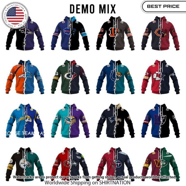 Mix 2 NFL Teams Customized Hoodie Lovely smile