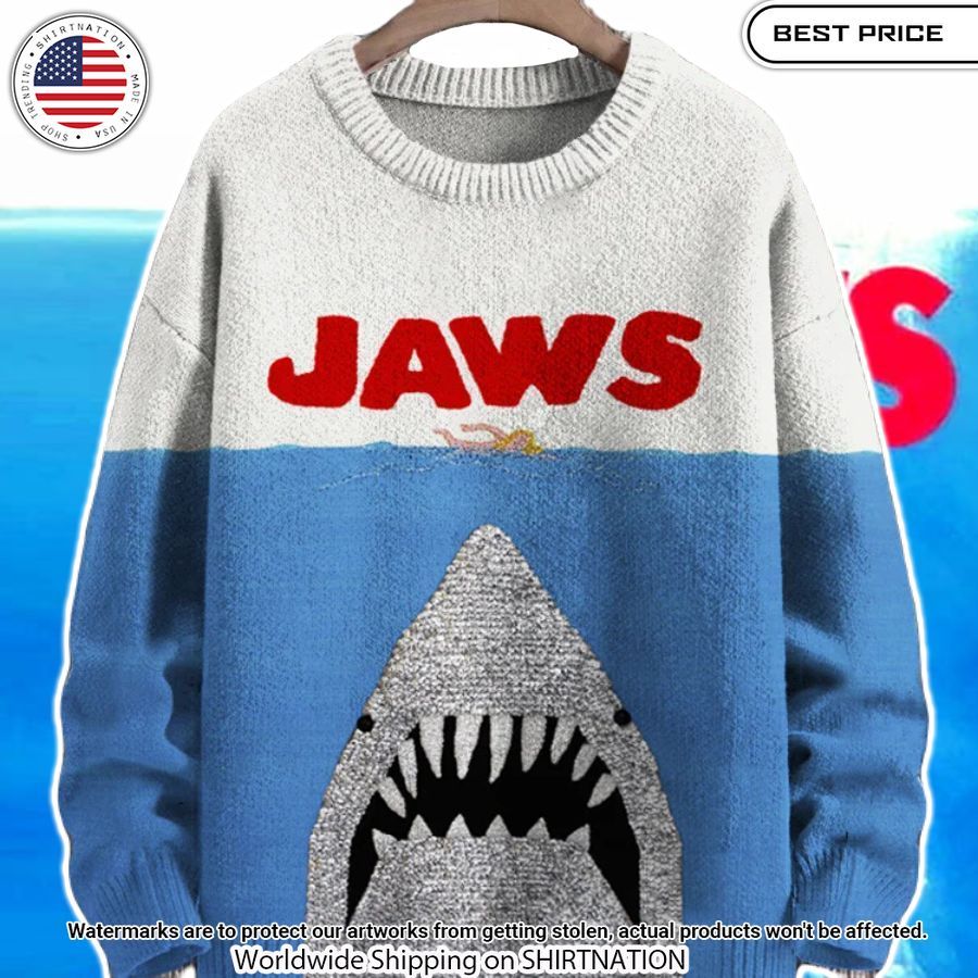 Ocean Killer Shark Jaws Knit Sweater Nice shot bro