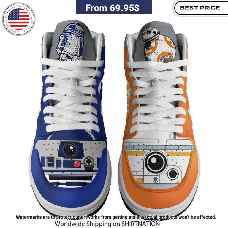 R2 D2 and BB 8 Star Wars Jordan High Top Shoes Gang of rockstars