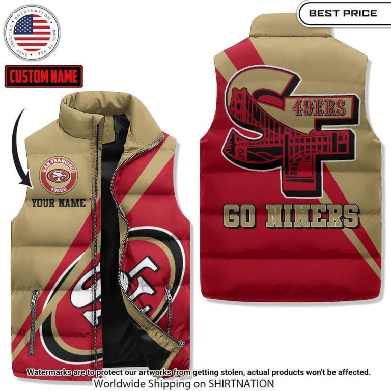 san francisco 49ers go niners sleeveless down jacket 1