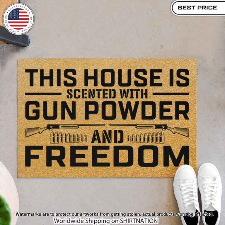 this house is scented with gun powder and freedom doormat 1