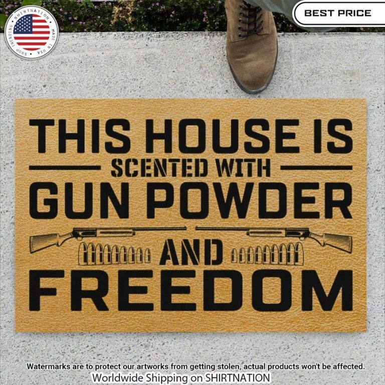 This House is Scented With Gun Powder and Freedom Doormat Studious look