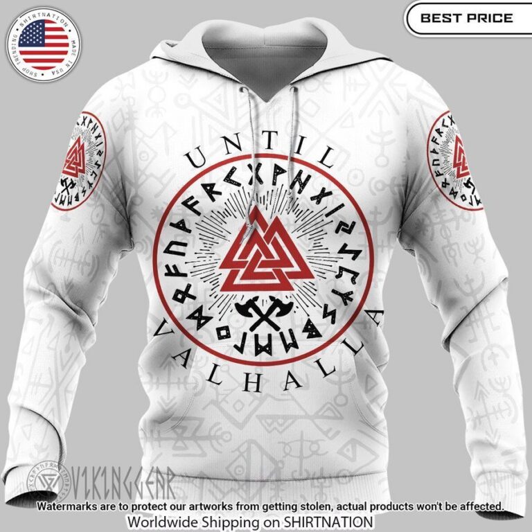 valknut until valhalla white viking hoodie 2