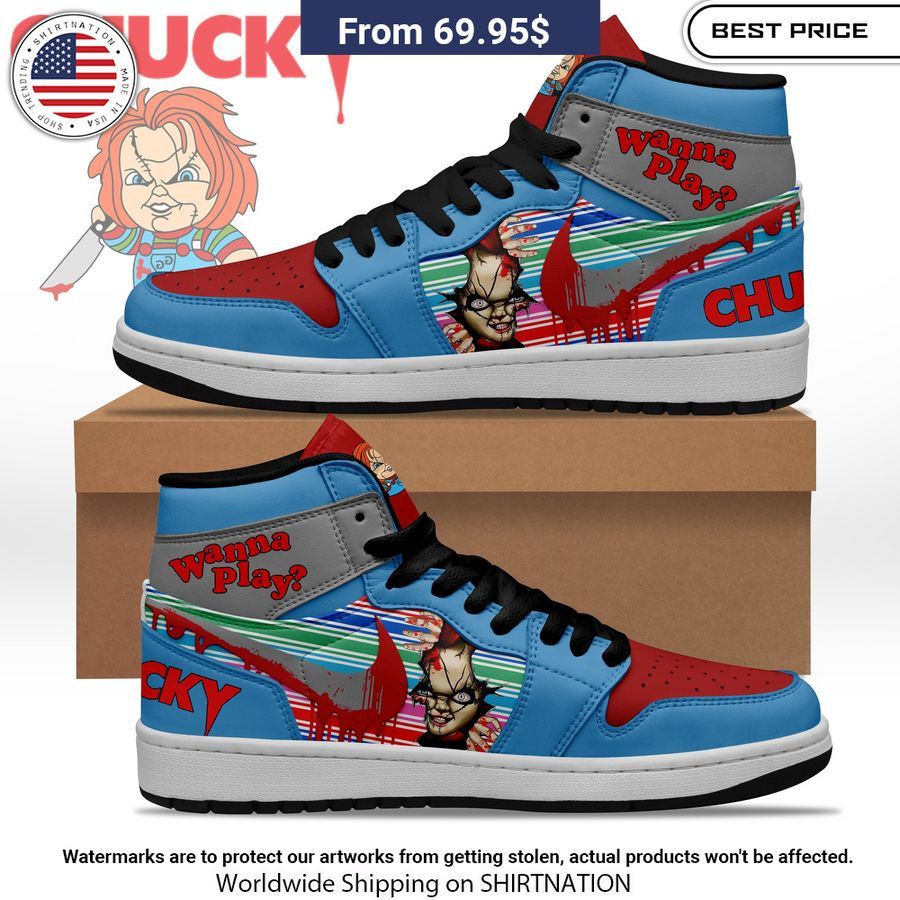 Wanna Play Chucky Jordan High Top Shoes Lovely smile