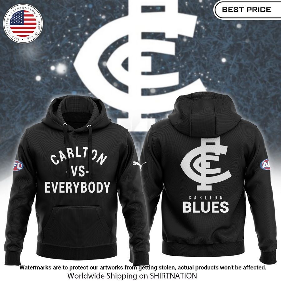 Carlton Blues VS Everybody AFL Hoodie Natural and awesome