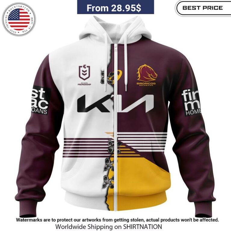 Brisbane Broncos Custom Home Mix Away Kits Hoodie Coolosm