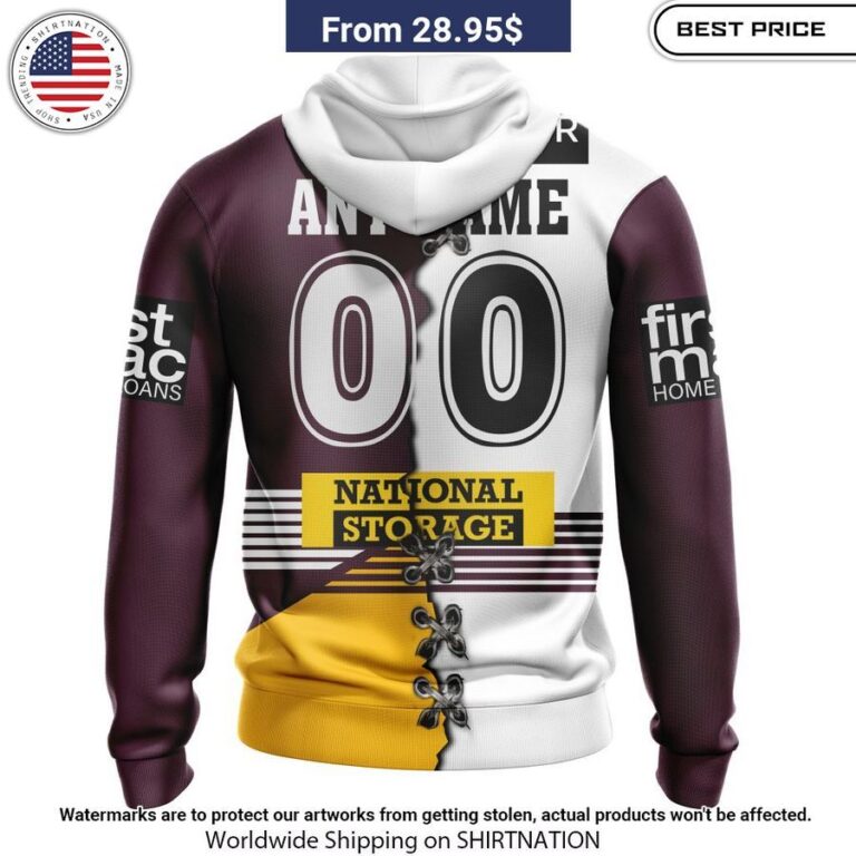 Brisbane Broncos Custom Home Mix Away Kits Hoodie Natural and awesome