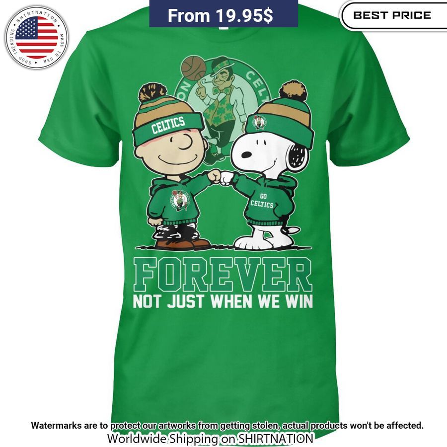 Charlie Brown And Snoopy Boston Celtics Forever Shirt Good one dear