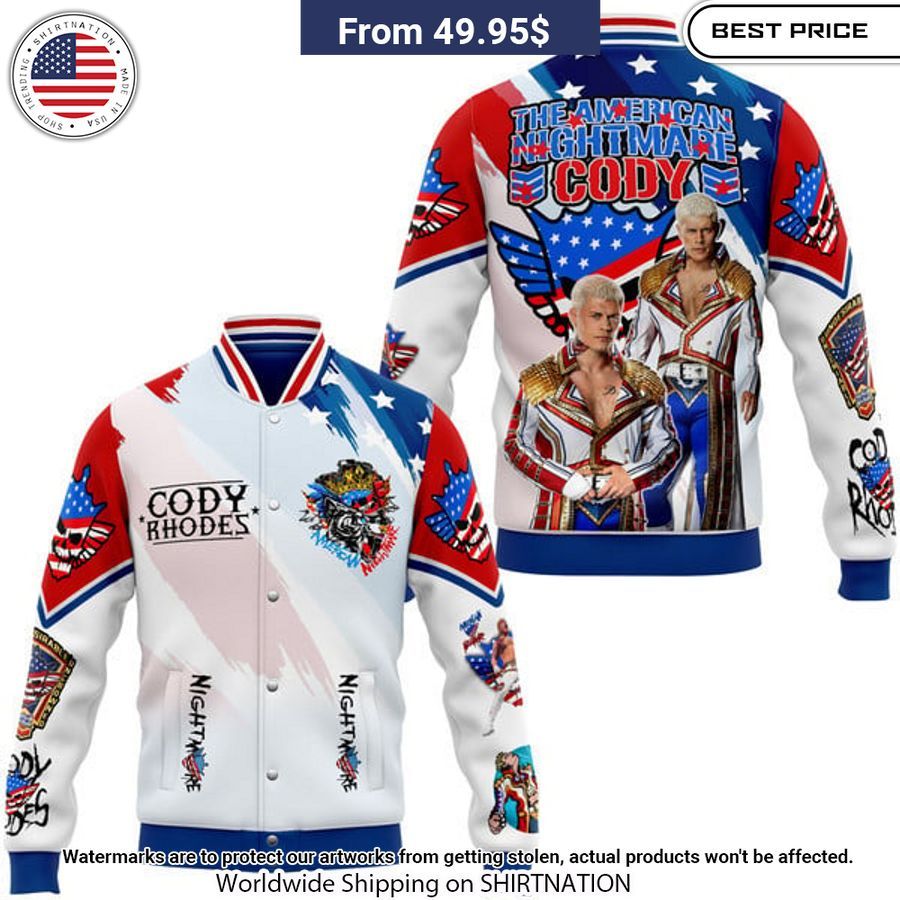 Cody Rhodes US Flag Baseball Jacket Nice photo dude
