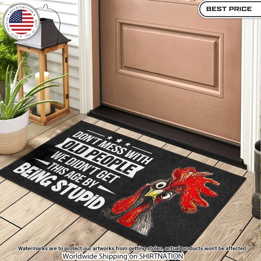 Don't Mess With Old People Chicken Doormat Rocking picture