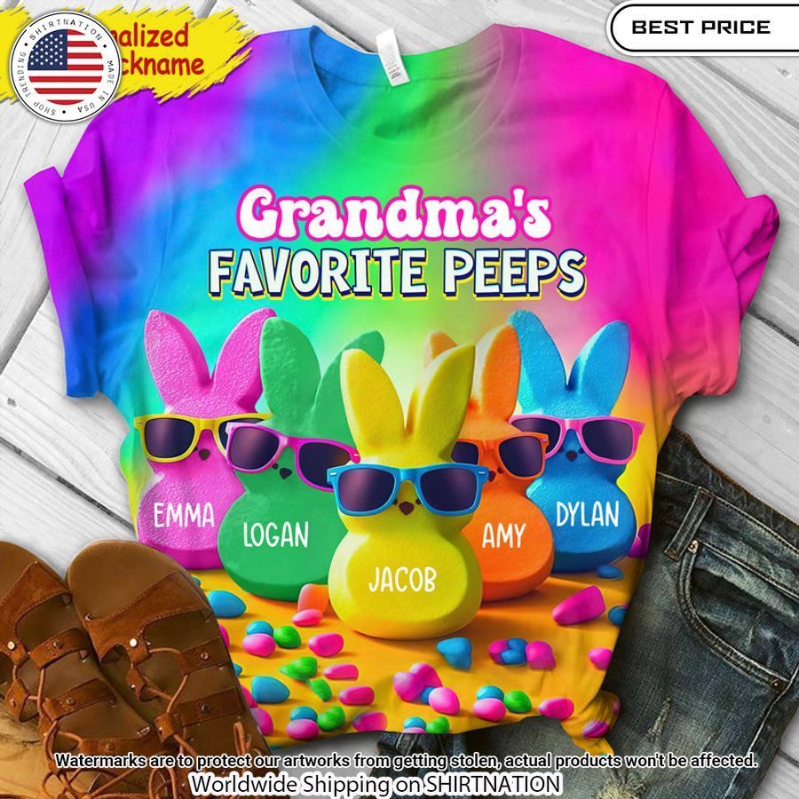 Grandma's Favorite Peeps Rainbow Custom Shirt Radiant and glowing Pic dear