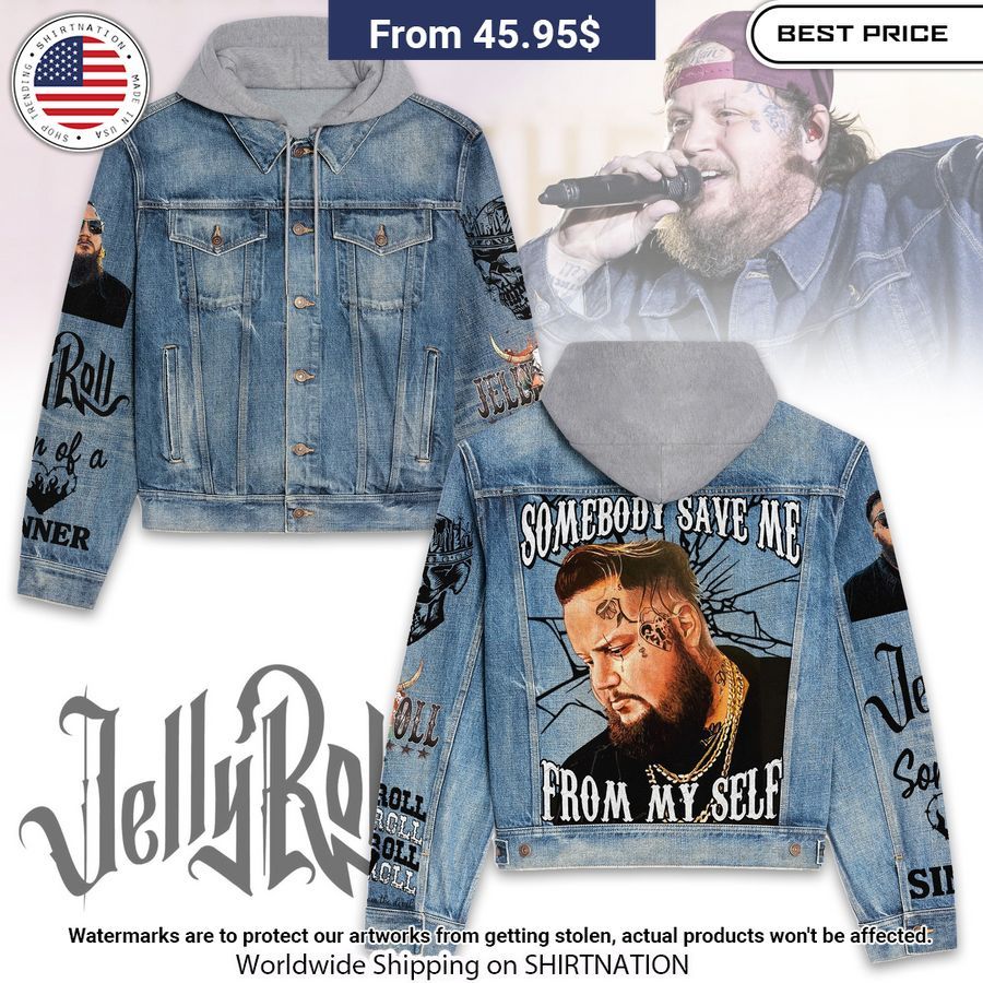 Jelly Roll Save Me Hooded Denim Jacket Cuteness overloaded