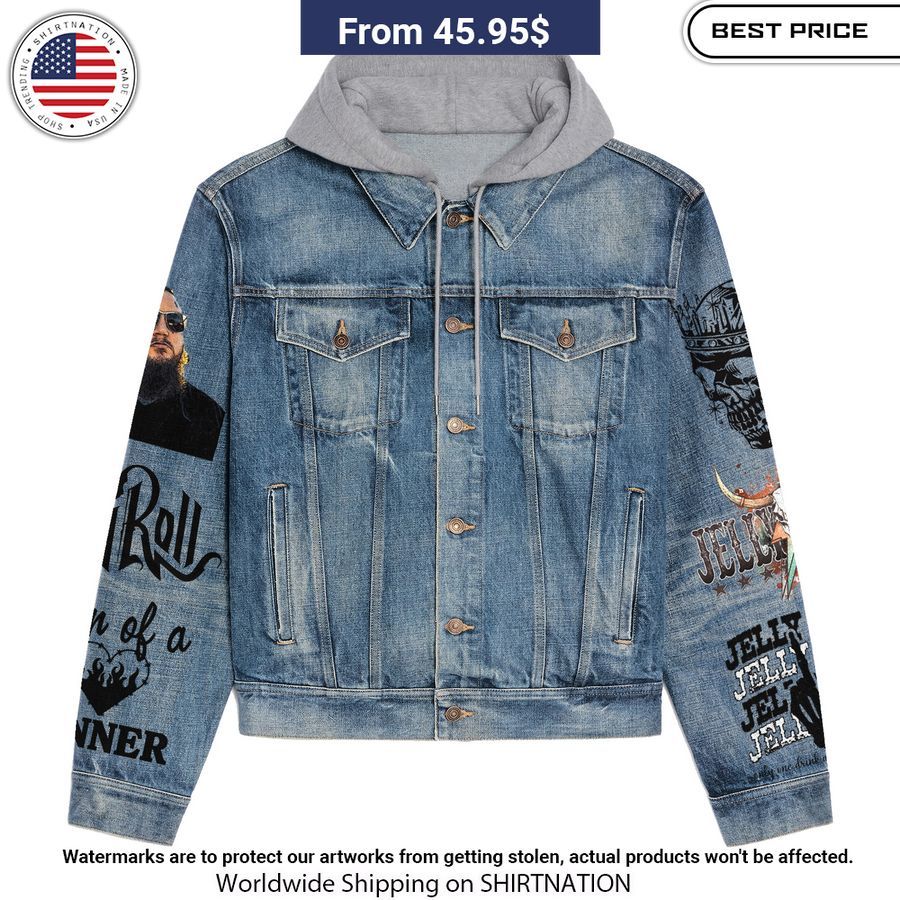 Jelly Roll Save Me Hooded Denim Jacket Best click of yours