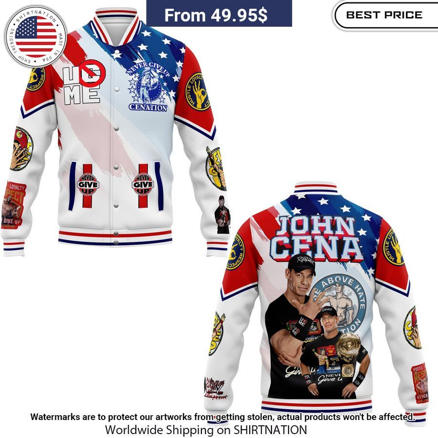 John Cena US Flag Baseball Jacket Selfie expert