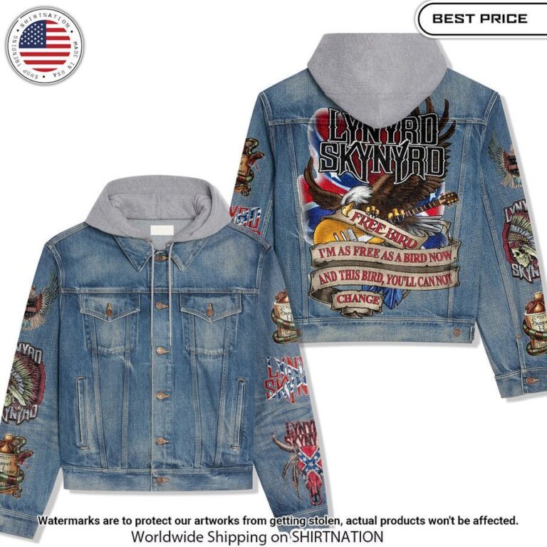 Lynyrd Skynyrd Free Bird Hooded Denim Jacket Cutting dash