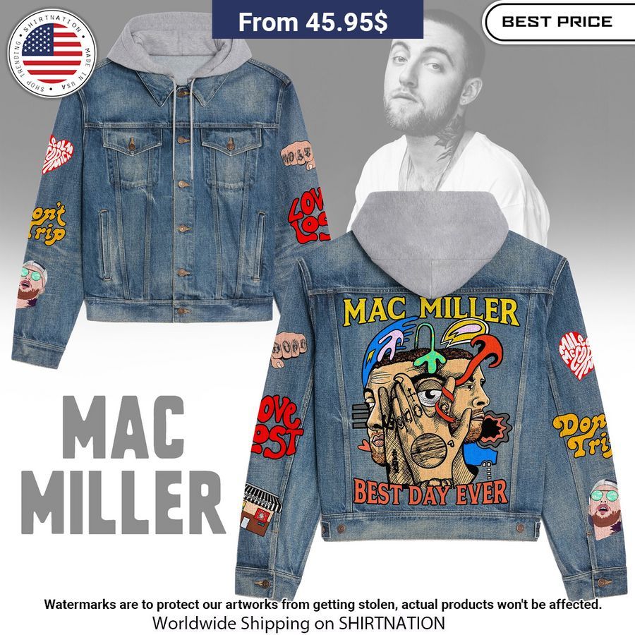 Mac Miller Best Day Ever Hooded Denim Jacket Elegant and sober Pic