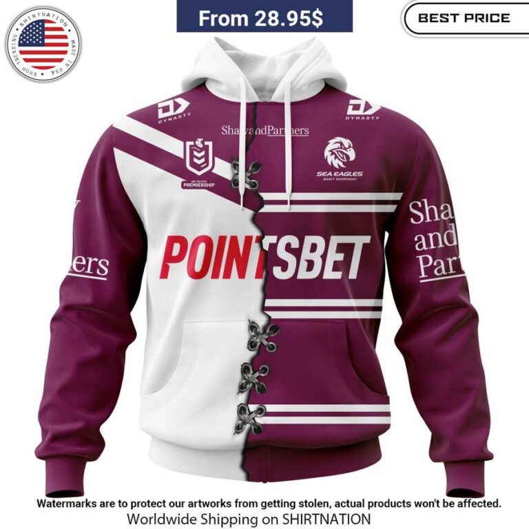 Manly Warringah Sea Eagles Custom Home Mix Away Kits Hoodie Stand easy bro