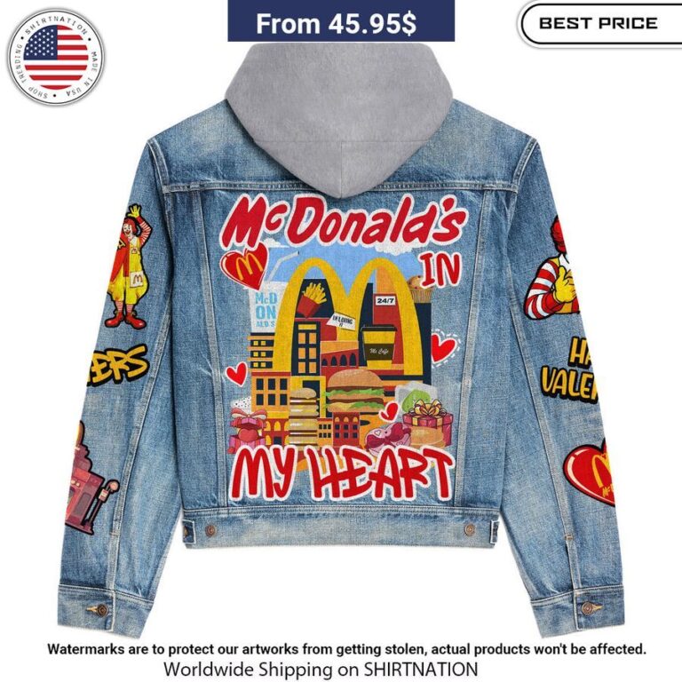 McDonald's In My Heart Hooded Denim Jacket You look cheerful dear