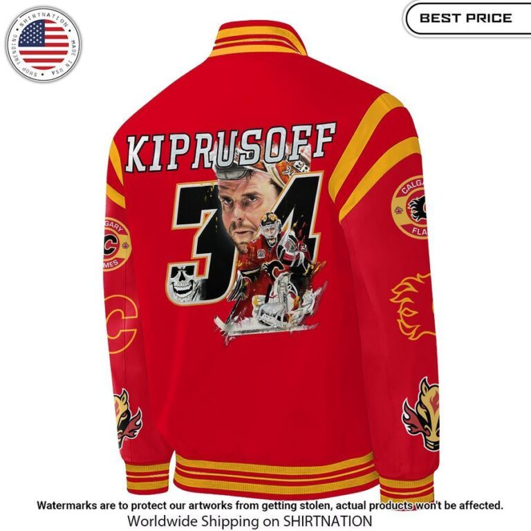 miikka kiprusoff 34 calgary flames bomber jacket 2