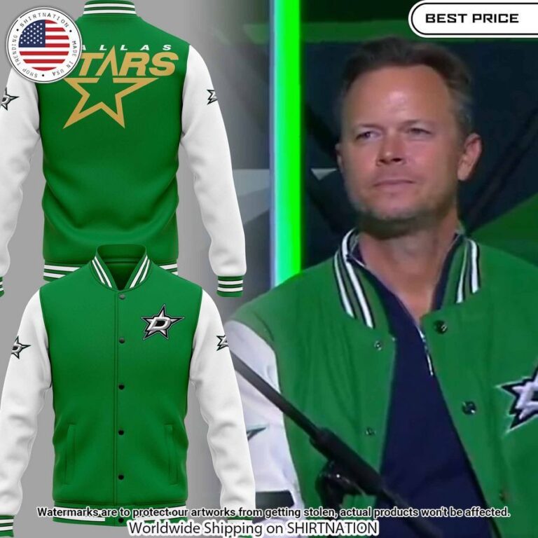 Mike Modano 9 Dallas Stars Baseball jacket Studious look