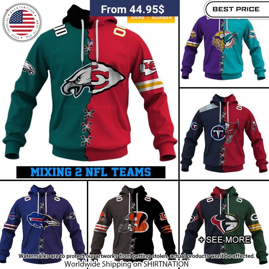 Mix and Match 2 NFL Teams Hoodie Wow! What a picture you click
