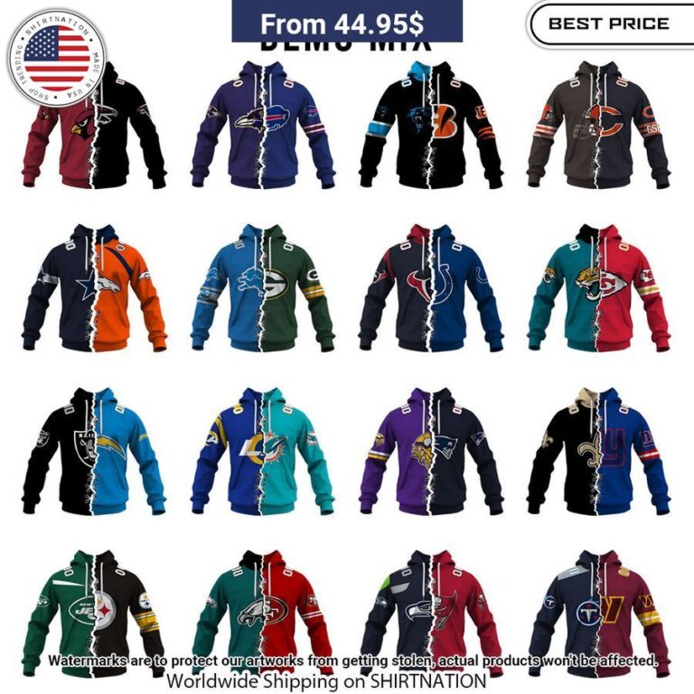 Mix and Match 2 NFL Teams Hoodie Royal Pic of yours