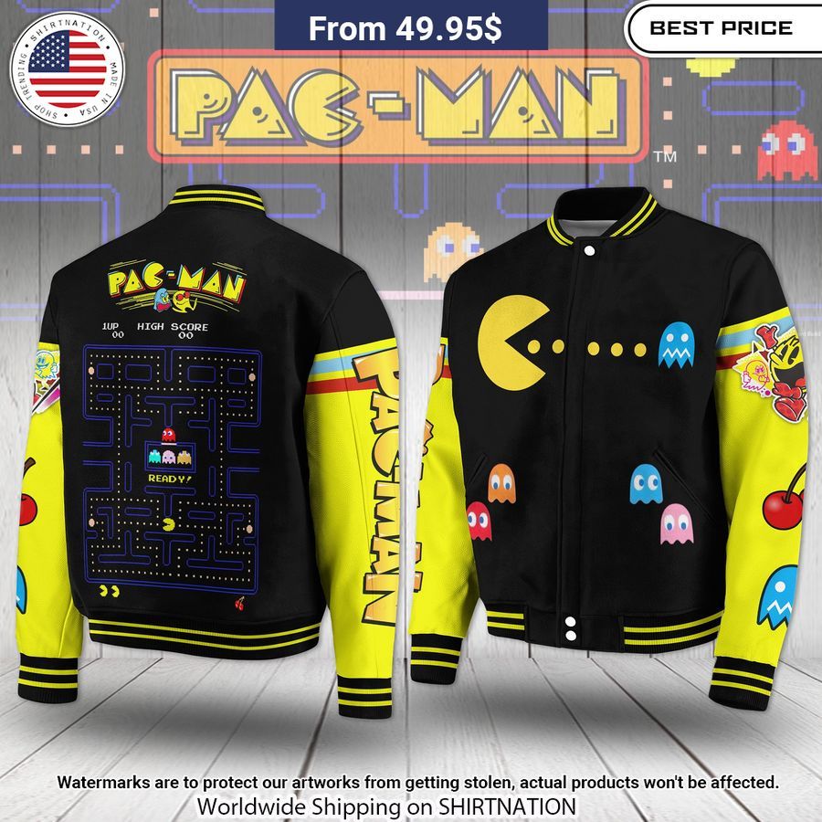 Pac Man Ready Baseball Jacket Sizzling
