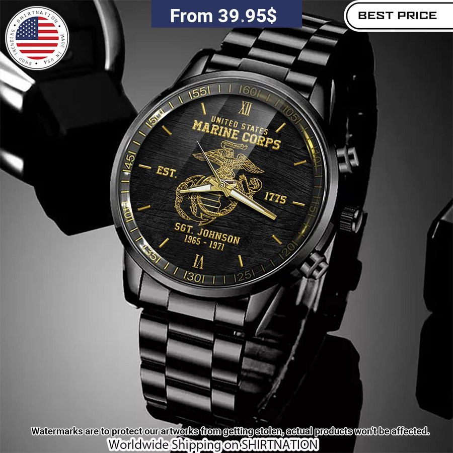 Personalized U.S Marine Corps Steel Watch Oh my God you have put on so much!