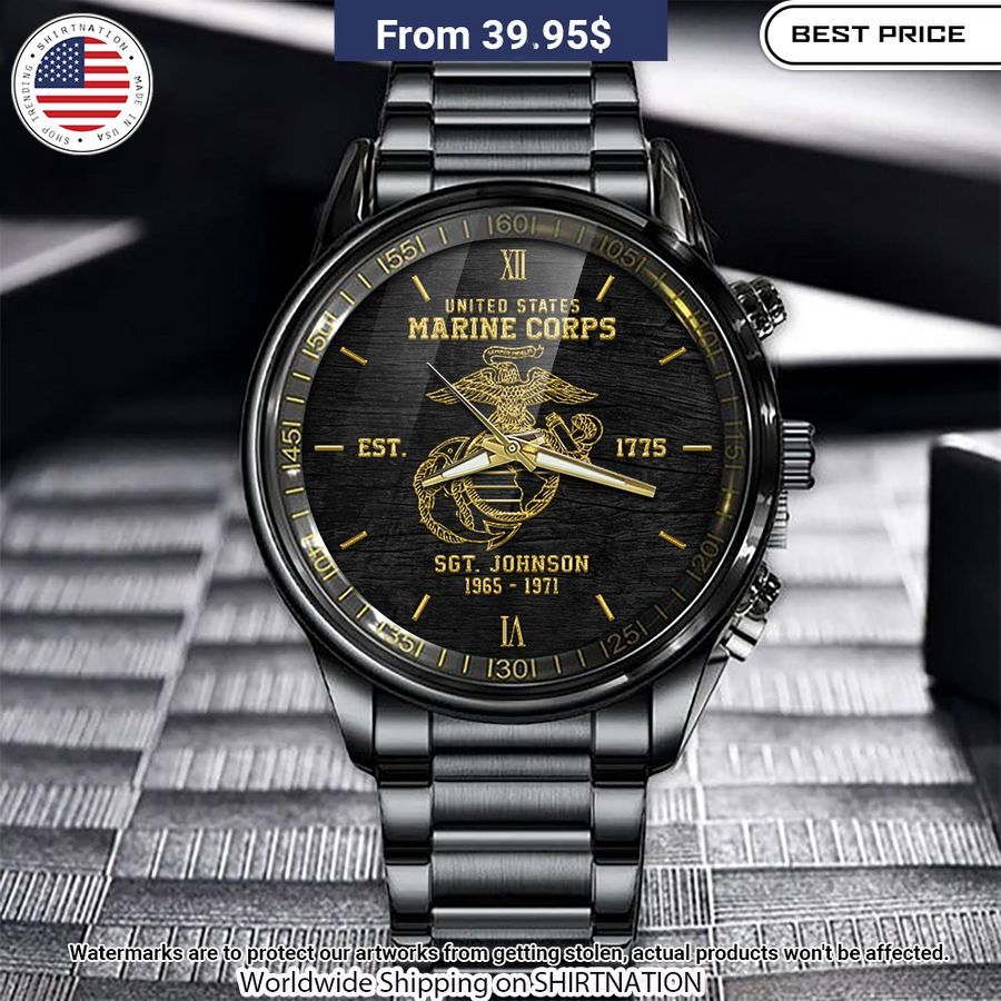 Personalized U.S Marine Corps Steel Watch You look cheerful dear