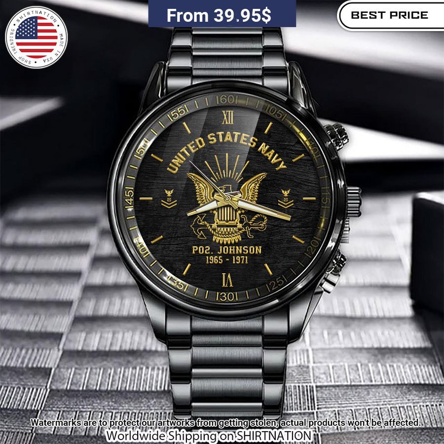 Personalized U.S Navy Steel Watch Cool DP