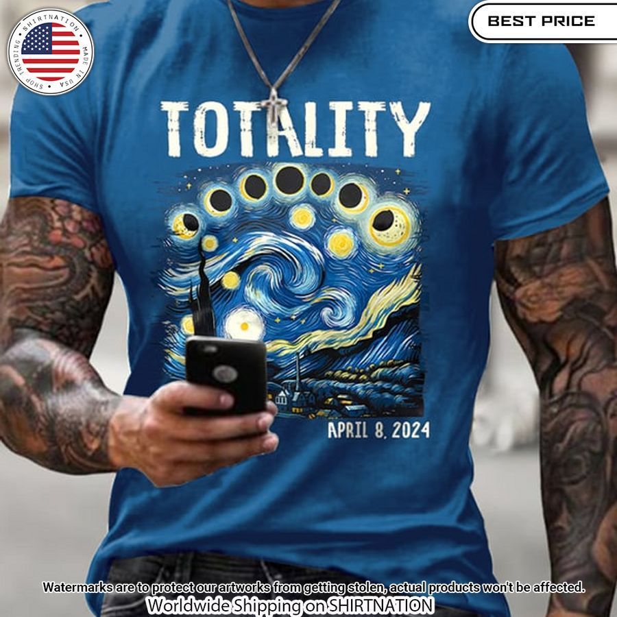 retro starry night totality solar eclipse of april 8 2024 shirt 1