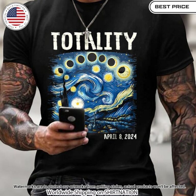 retro starry night totality solar eclipse of april 8 2024 shirt 2