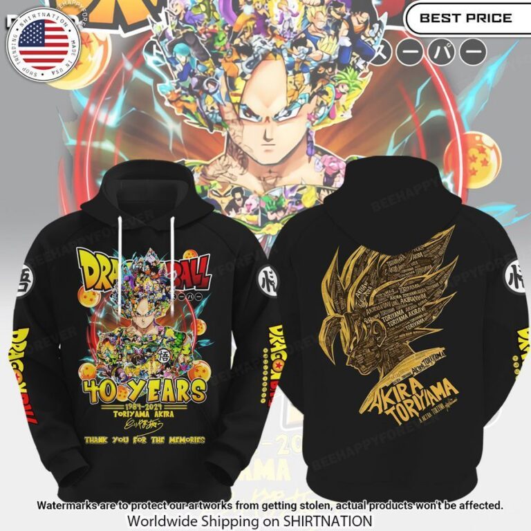 rip toriyama akira 40 years dragon ball thank you for the memories hoodie 1