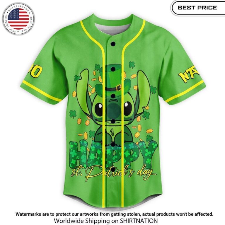 Stitch Lucky To be me St. Patrick's Day Custom Baseball Jersey Loving click