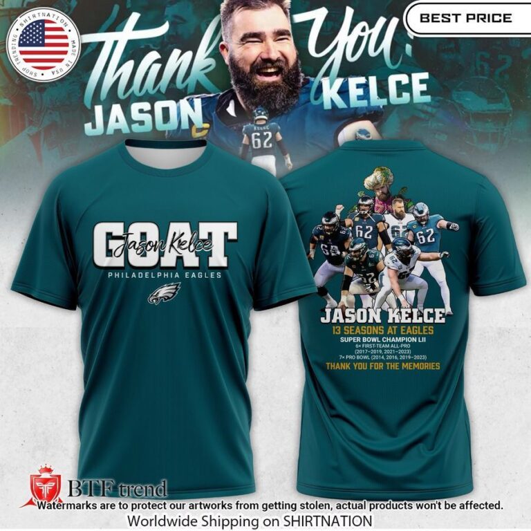 thank you goat jason kelce philadelphia eagles shirt 1