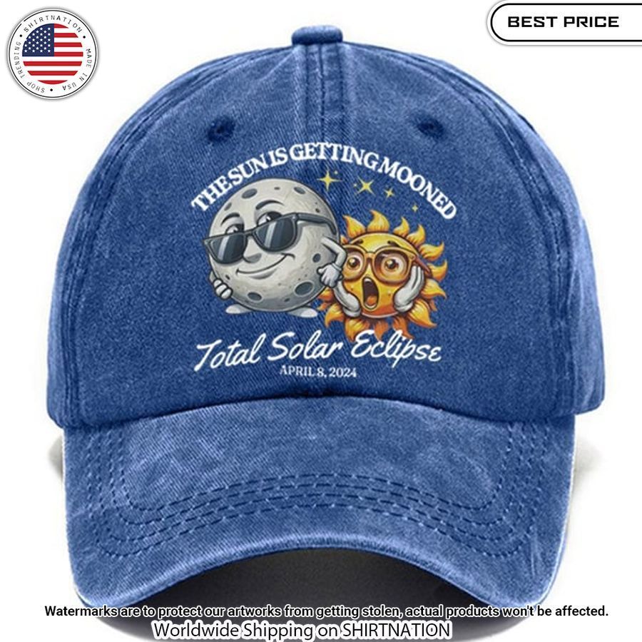 the sun is getting mooned total solar eclipse april 8 2024 print baseball cap 1