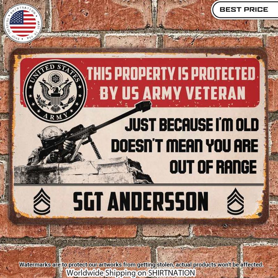 You Are Out Of Range Army Veteran Metal Sign Selfie expert