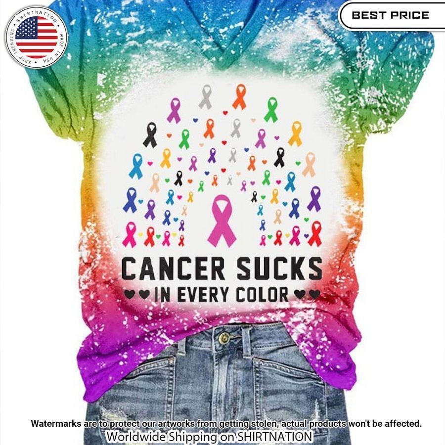 Cancer Sucks In Every Color V neck Shirt Out of the world