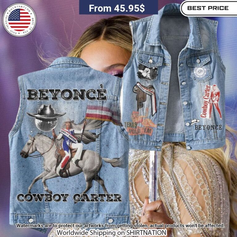 beyonce cowboy carter sleeveless denim jacket 1