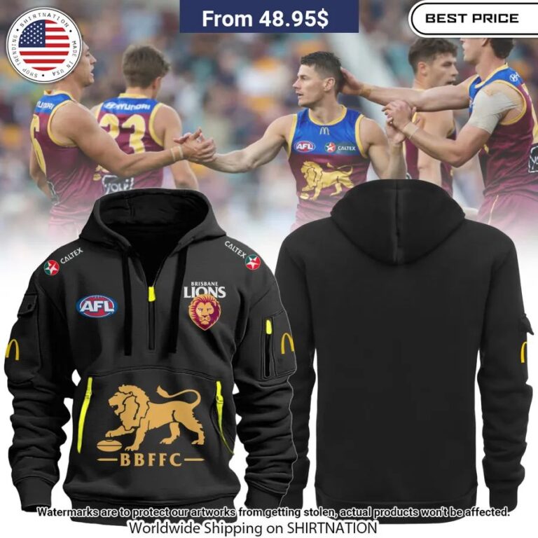 Brisbane Lions Half Zip heavy hoodie You look lazy