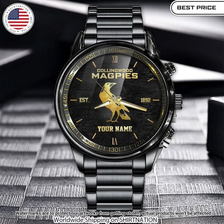 Collingwood Magpies Custom Name Watch Studious look