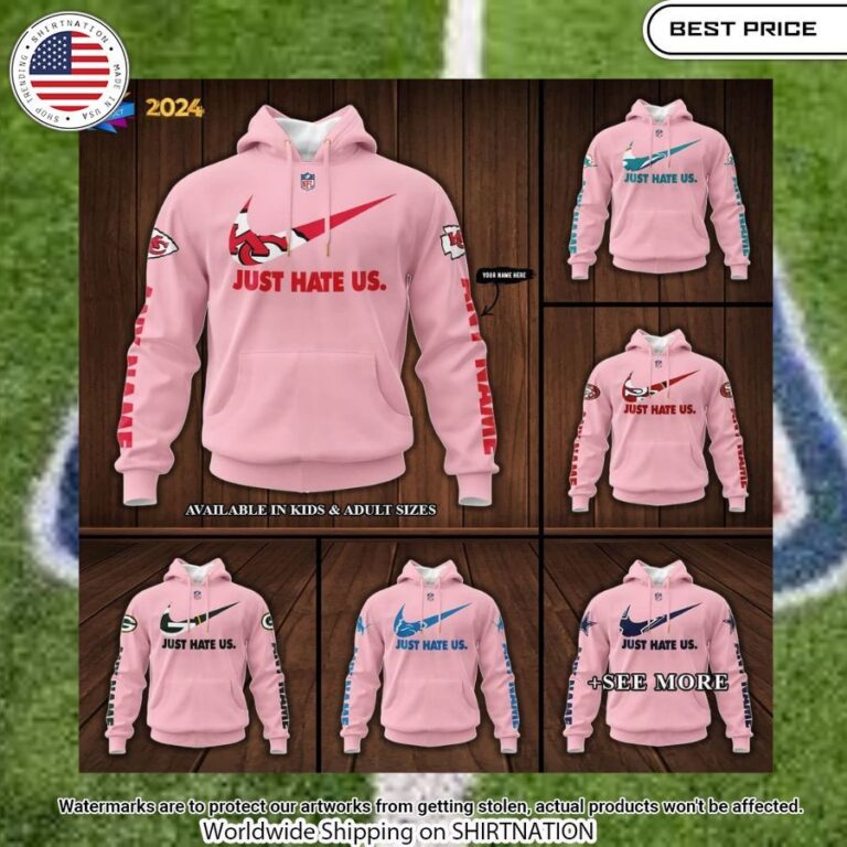 Custom NFL NIKE Just Hate Us Hoodie Natural and awesome