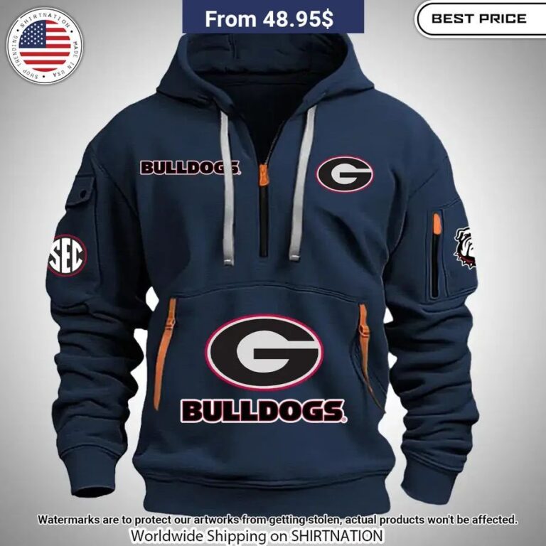 Georgia Bulldogs Half Zip Heavy Hoodie Wow, Cute Pie