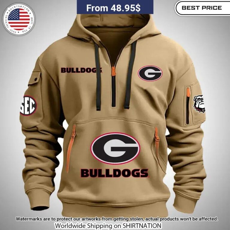 Georgia Bulldogs Half Zip Heavy Hoodie Nice Shot Bro