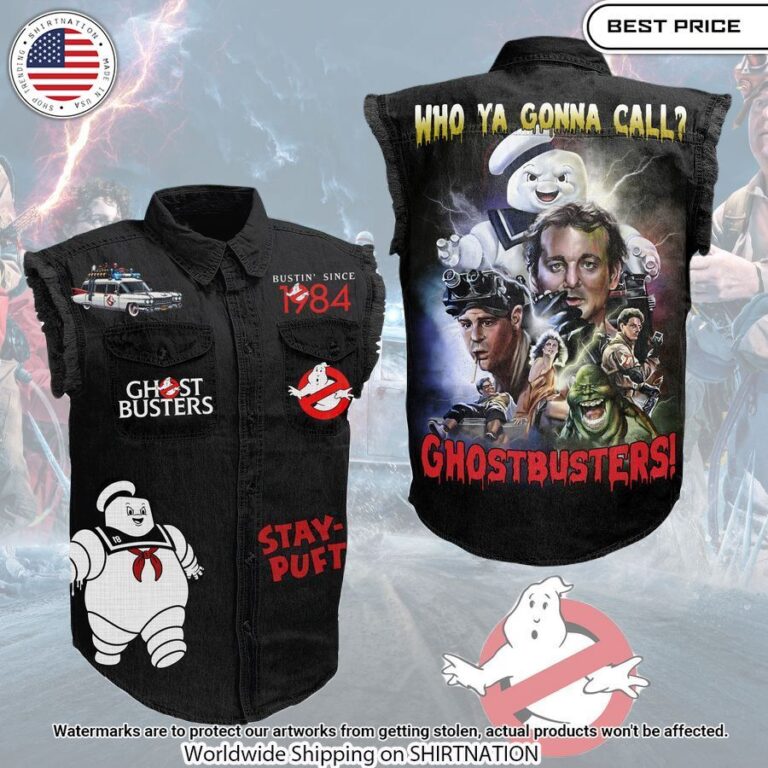 ghostbusters stay puft sleeveless denim jacket 1