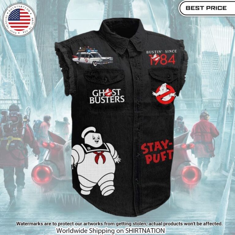 Ghostbusters Stay Puft Sleeveless Denim Jacket Stand easy bro